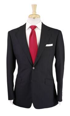 Mariano Rubinacci LH Napoli Black Tonestripe 2-Btn Wool Suit 38S